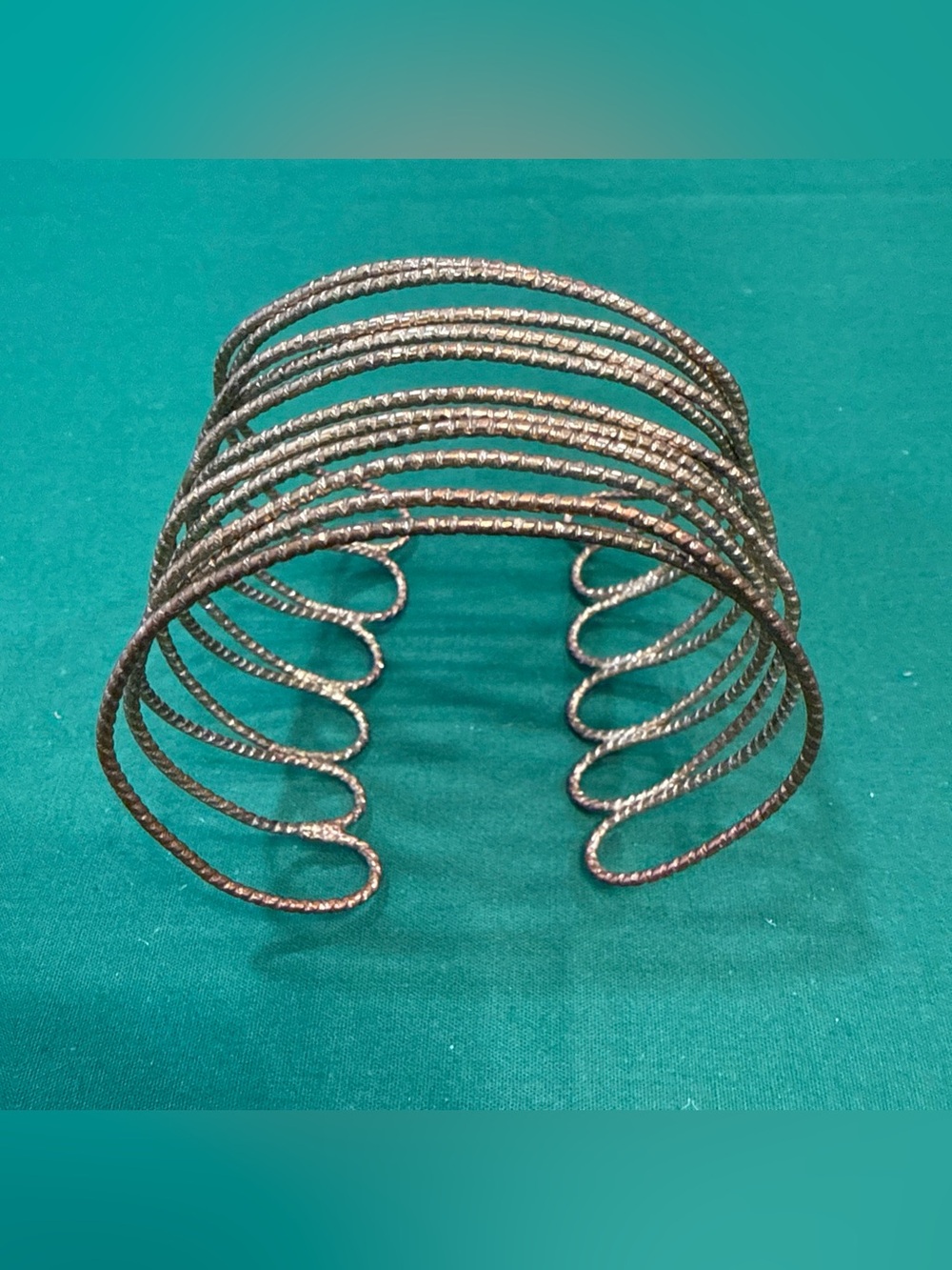 Wide Multi strand Copper Colored Cuff Wire Bracelet. 37E